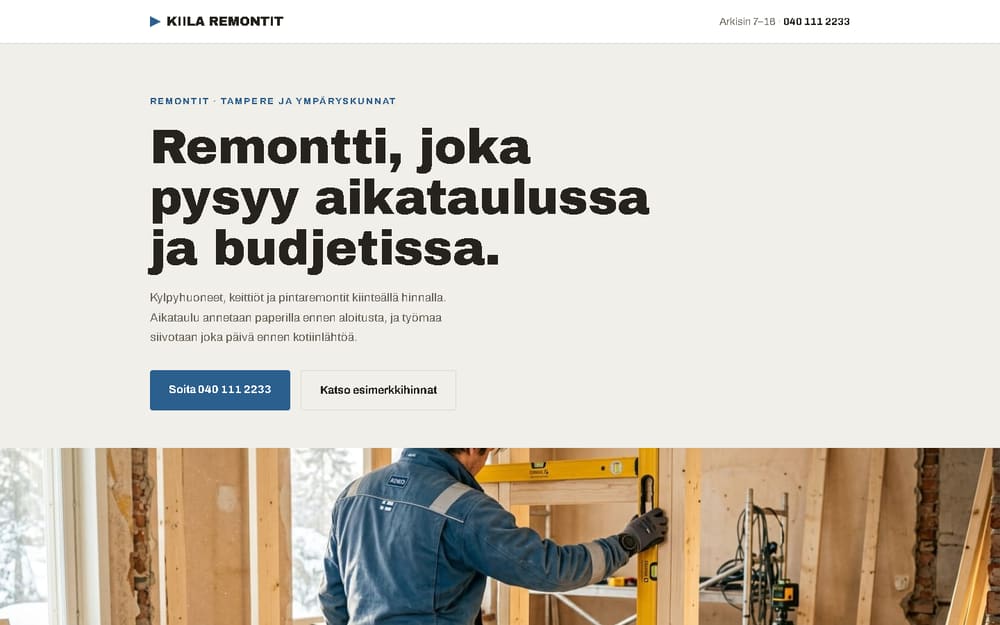 Esimerkkisivu remonttiyritykselle