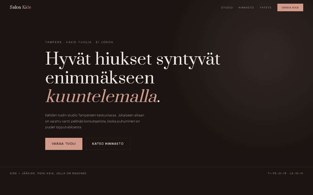 Esimerkkisivu kampaamolle