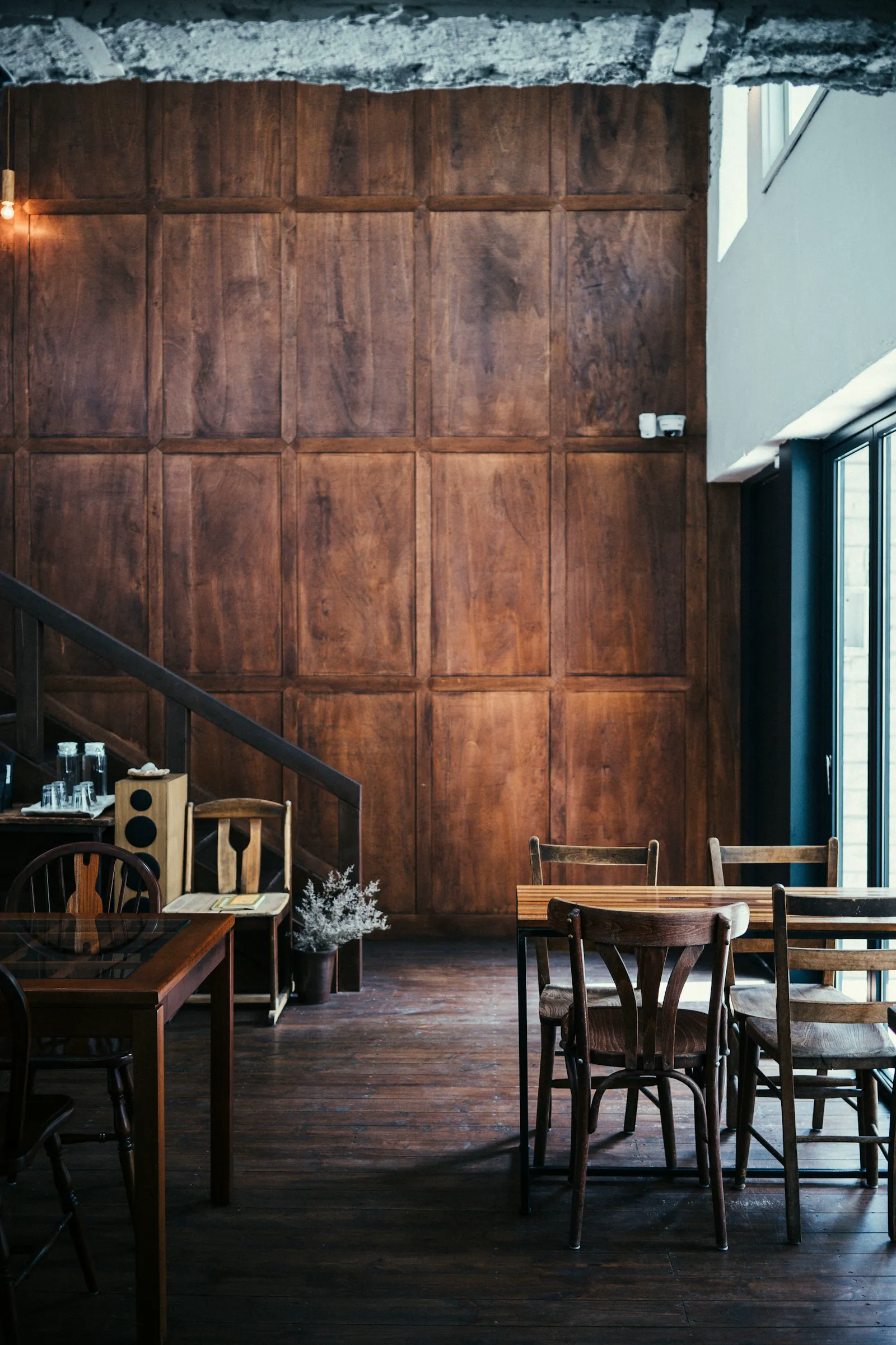 The dark timber dining room at SAVU